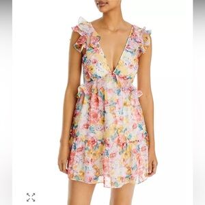 AQUA Ruffled V Neck Mini Dress - Exclusive Sz XL